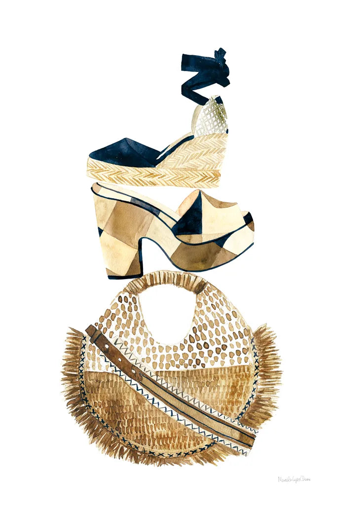 Beach Glam II Navy by Mercedes Lopez Charro. SKU 70631h. Archival Giclee Fine art print for wall decor.