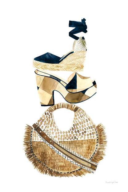 Beach Glam II Navy by Mercedes Lopez Charro. SKU 70631h. Archival Giclee Fine art print for wall decor.