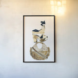 Beach Glam II Navy by Mercedes Lopez Charro. shown as a paper print in a black flame. Available as a archival giclee rolled canvas, fine art paper, or poster print. SKU 70631h.