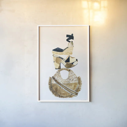 Beach Glam II Navy by Mercedes Lopez Charro. shown as a paper print in a white frame. Available as a archival giclee rolled canvas, fine art paper, or poster print. SKU 70631h.