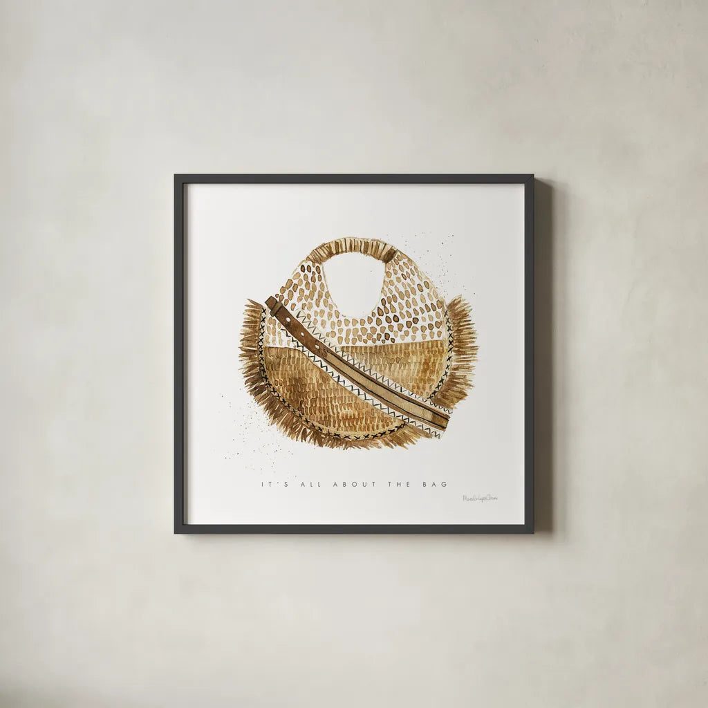 Beach Glam III by Mercedes Lopez Charro. Shown in a sleek black glass frame for a contemporary gallery look. Available as an archival giclee rolled canvas, fine art paper, or poster print. SKU 68584a.