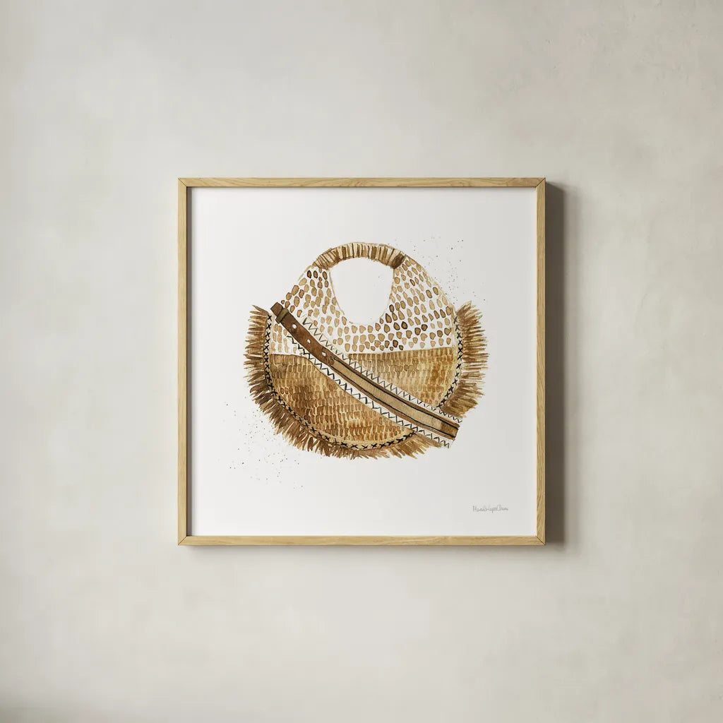 Beach Glam III No Words by Mercedes Lopez Charro. Shown in a natural wood glass frame for a timeless modern aesthetic. Available as an archival giclee rolled canvas, fine art paper, or poster print. SKU 68791a.