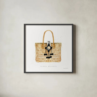 Beach Glam IV by Mercedes Lopez Charro. Shown in a sleek black glass frame for a contemporary gallery look. Available as an archival giclee rolled canvas, fine art paper, or poster print. SKU 68585a.