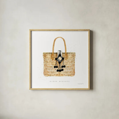 Beach Glam IV by Mercedes Lopez Charro. Shown in a natural wood glass frame for a timeless modern aesthetic. Available as an archival giclee rolled canvas, fine art paper, or poster print. SKU 68585a.