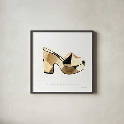 Beach Glam V by Mercedes Lopez Charro. Shown in a sleek black glass frame for a contemporary gallery look. Available as an archival giclee rolled canvas, fine art paper, or poster print. SKU 68586a.