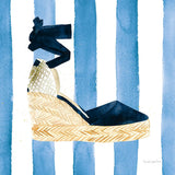 Beach Glam VI Navy on Stripes by Mercedes Lopez Charro. SKU 71995a. Archival Giclee Fine art print for wall decor.