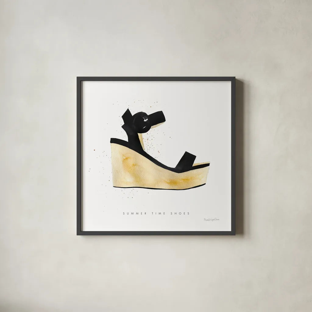 Beach Glam VII by Mercedes Lopez Charro. Shown in a sleek black glass frame for a contemporary gallery look. Available as an archival giclee rolled canvas, fine art paper, or poster print. SKU 68588a.