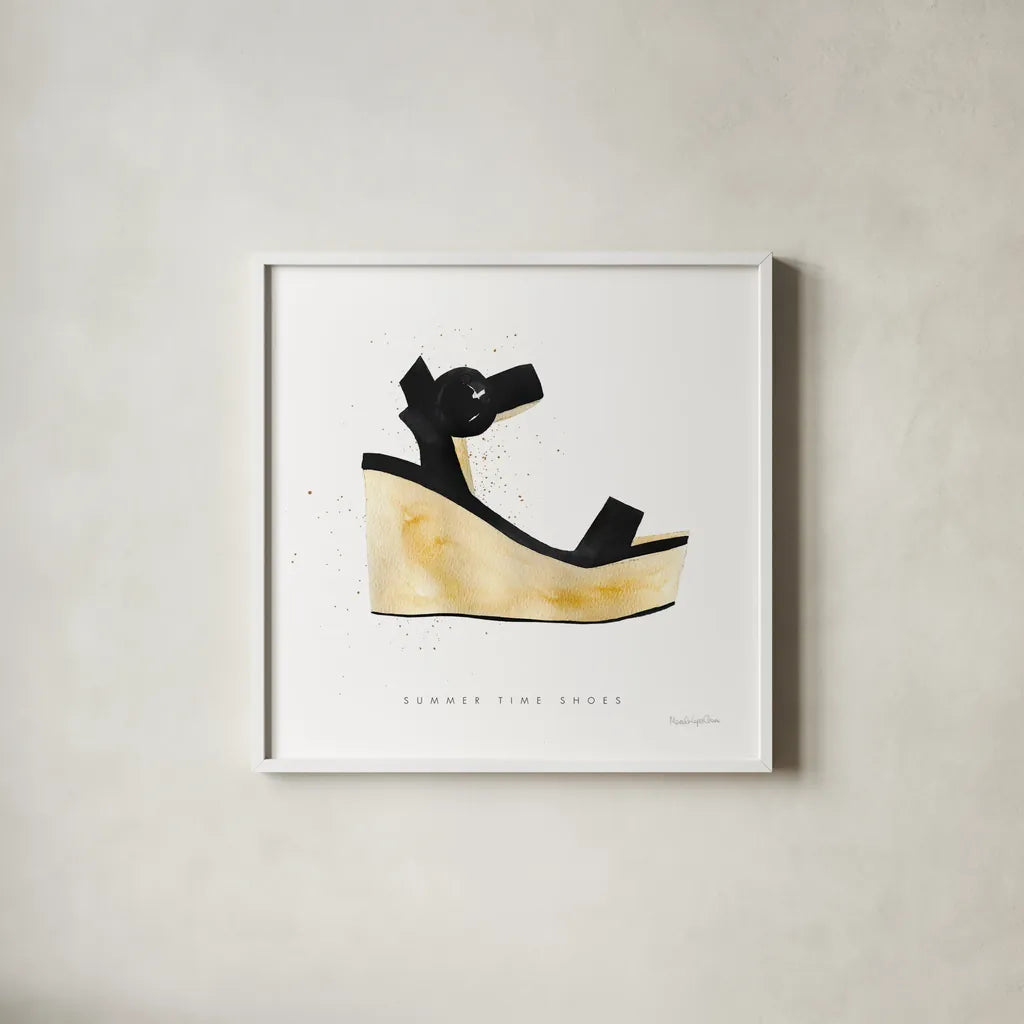 Beach Glam VII by Mercedes Lopez Charro. Shown in a crisp white glass frame for a clean and minimalist style. Available as an archival giclee rolled canvas, fine art paper, or poster print. SKU 68588a.