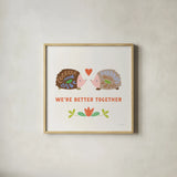 Better Together II by Mercedes Lopez Charro. Shown in a natural wood glass frame for a timeless modern aesthetic. Available as an archival giclee rolled canvas, fine art paper, or poster print. SKU 83012a.