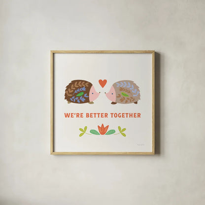 Better Together II by Mercedes Lopez Charro. Shown in a natural wood glass frame for a timeless modern aesthetic. Available as an archival giclee rolled canvas, fine art paper, or poster print. SKU 83012a.