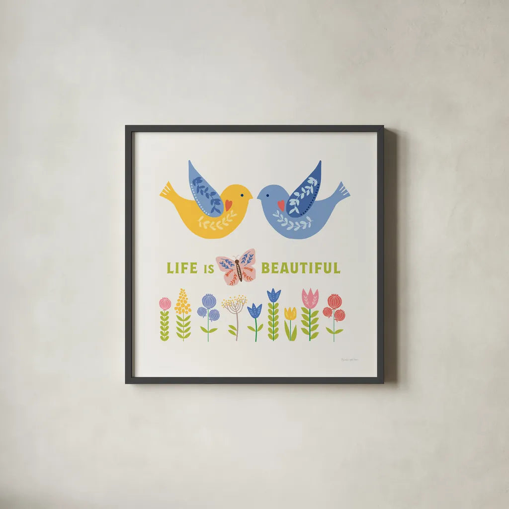 Better Together IV by Mercedes Lopez Charro. Shown in a sleek black glass frame for a contemporary gallery look. Available as an archival giclee rolled canvas, fine art paper, or poster print. SKU 83014a.