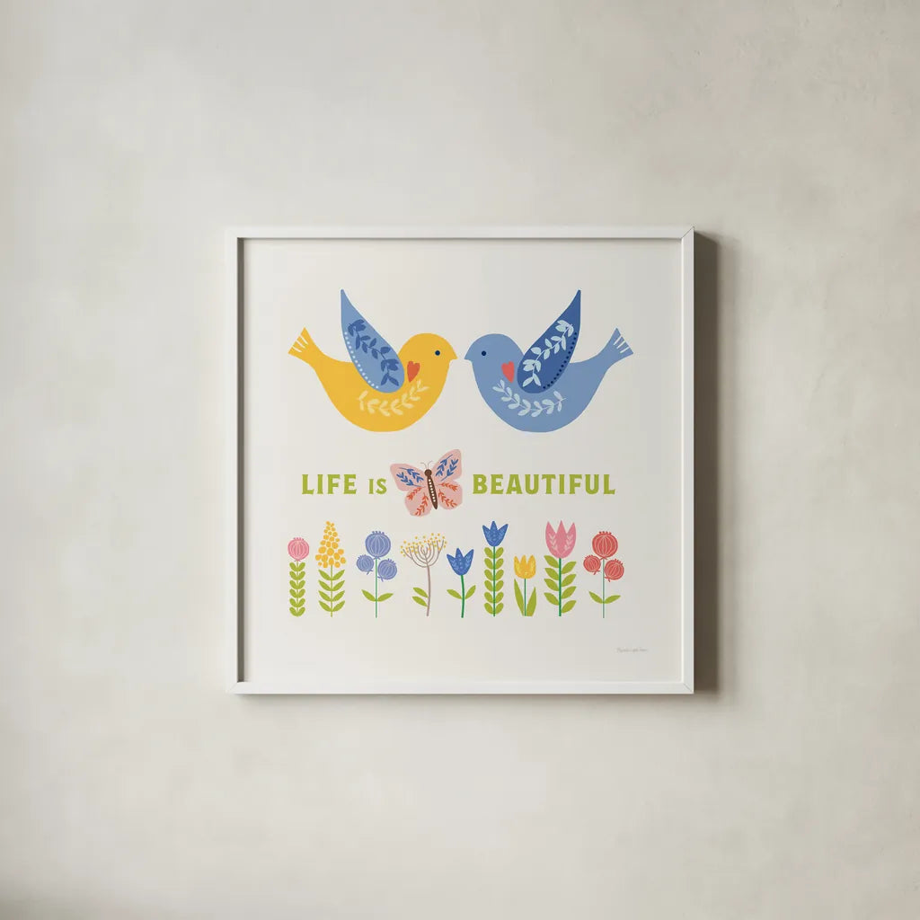 Better Together IV by Mercedes Lopez Charro. Shown in a crisp white glass frame for a clean and minimalist style. Available as an archival giclee rolled canvas, fine art paper, or poster print. SKU 83014a.