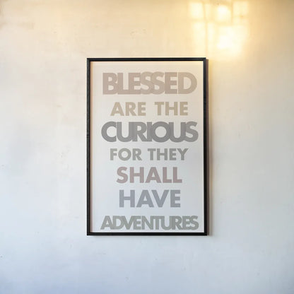 Blessed are the Curious II by Mercedes Lopez Charro. shown as a paper print in a black flame. Available as a archival giclee rolled canvas, fine art paper, or poster print. SKU 77214h.