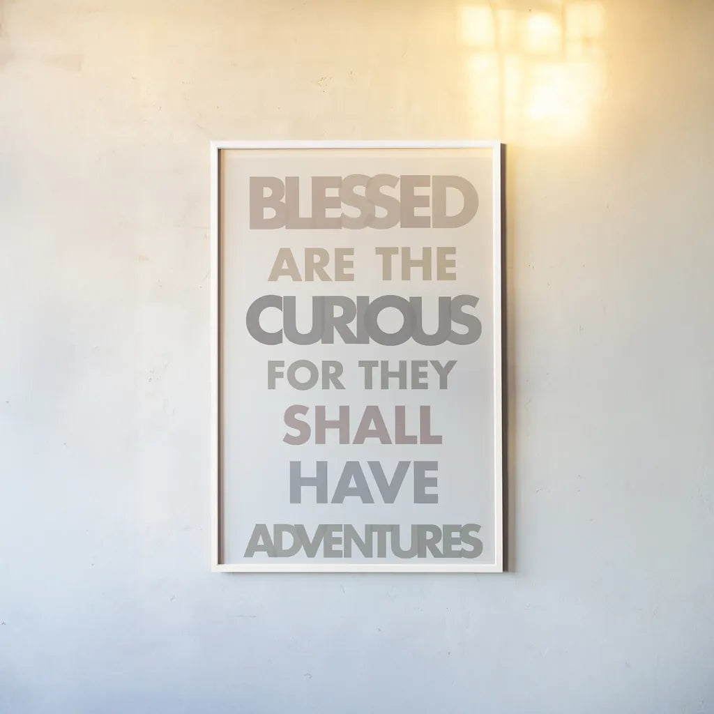 Blessed are the Curious II by Mercedes Lopez Charro. shown as a paper print in a white frame. Available as a archival giclee rolled canvas, fine art paper, or poster print. SKU 77214h.