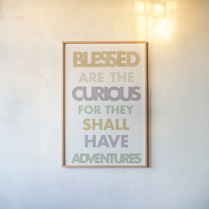 Blessed are the Curious II Pastel by Mercedes Lopez Charro. shown as a paper print in a natural frame. Available as a archival giclee rolled canvas, fine art paper, or poster print. SKU 82352h.