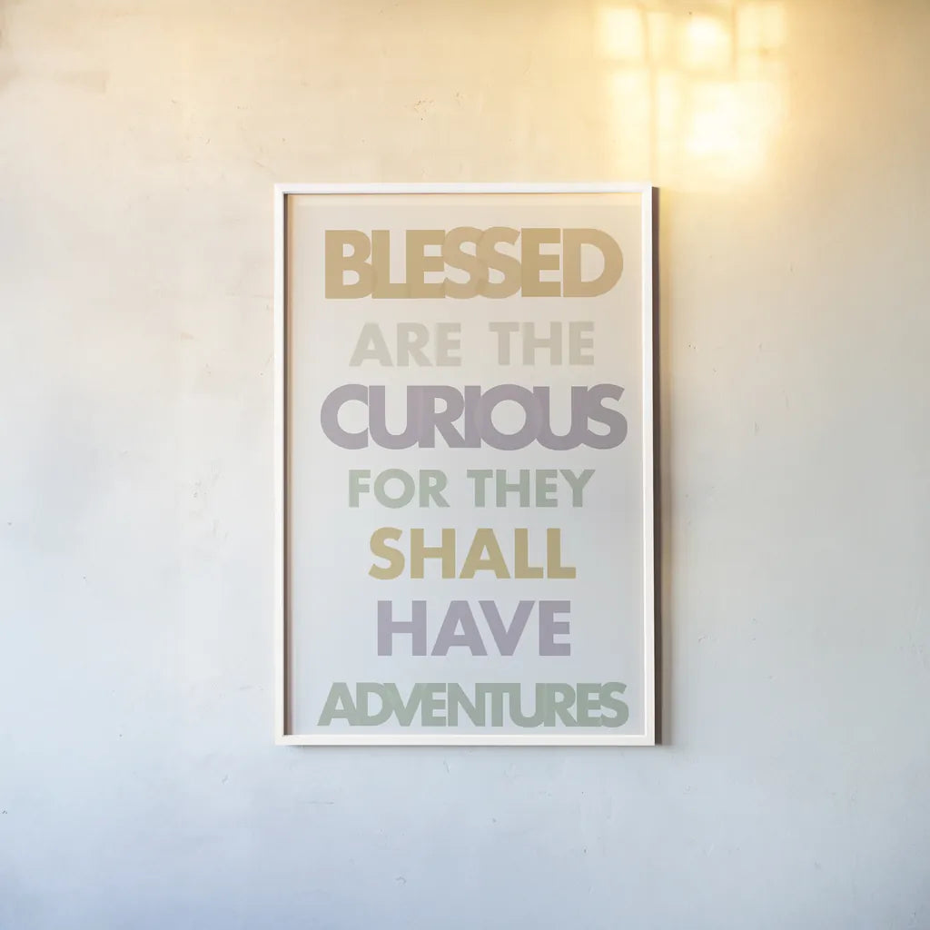 Blessed are the Curious II Pastel by Mercedes Lopez Charro. shown as a paper print in a white frame. Available as a archival giclee rolled canvas, fine art paper, or poster print. SKU 82352h.