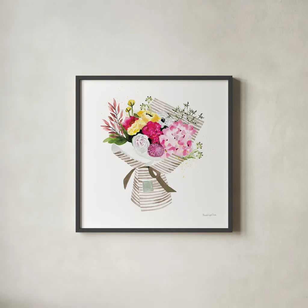 Bloom with Grace by Mercedes Lopez Charro. Shown in a sleek black glass frame for a contemporary gallery look. Available as an archival giclee rolled canvas, fine art paper, or poster print. SKU 72144a.