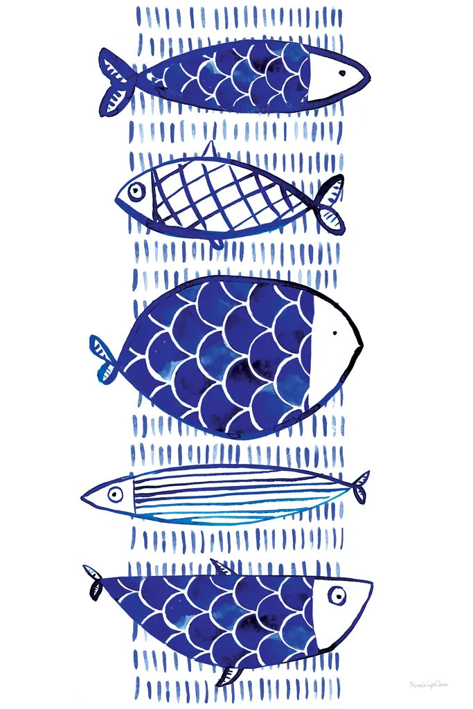 Blue Fish I by Mercedes Lopez Charro. SKU 77493h. Archival Giclee Fine art print for wall decor.