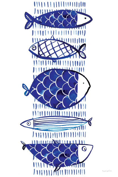 Blue Fish I by Mercedes Lopez Charro. SKU 77493h. Archival Giclee Fine art print for wall decor.