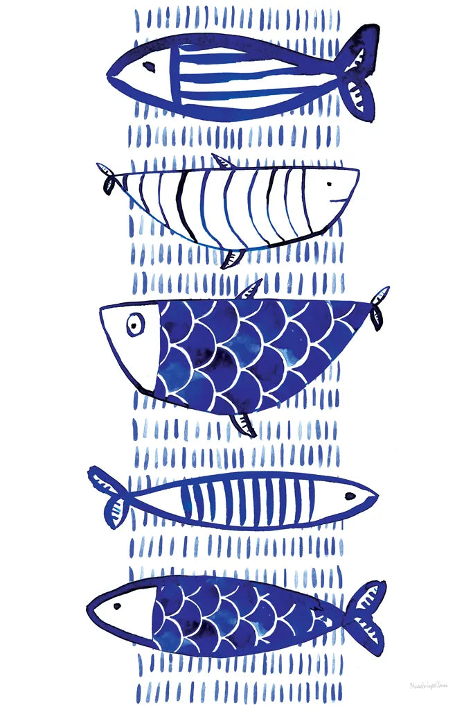 Blue Fish II by Mercedes Lopez Charro. SKU 77494h. Archival Giclee Fine art print for wall decor.