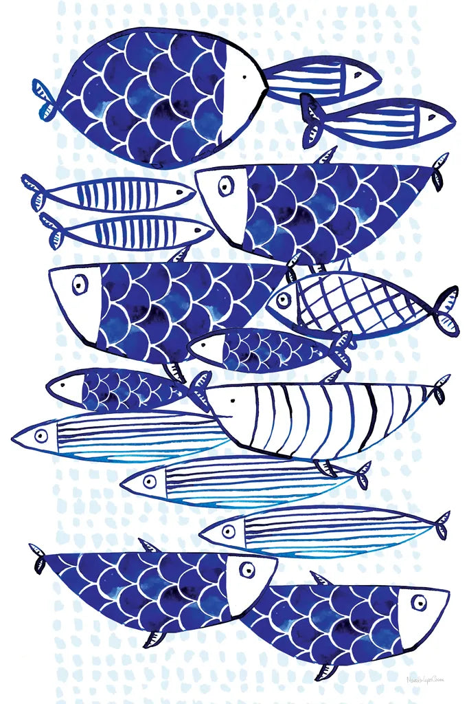 Blue Fish III by Mercedes Lopez Charro. SKU 77495h. Archival Giclee Fine art print for wall decor.