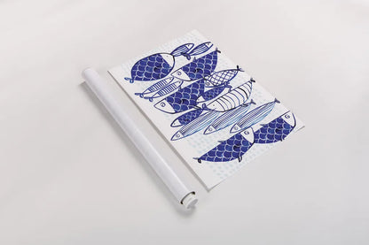 Blue Fish III by Mercedes Lopez Charro. shown as a rolled paper print. Available as archival giclee rolled canvas, fine art paper, or poster print. SKU 77495h.