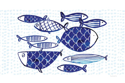 Blue Fish IV by Mercedes Lopez Charro. SKU 79252i. Archival Giclee Fine art print for wall decor.