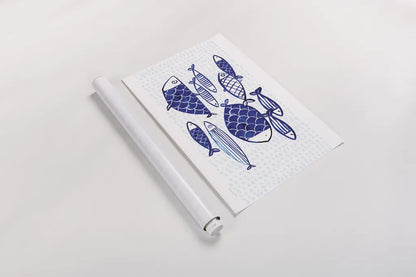 Blue Fish IV by Mercedes Lopez Charro. shown as a rolled paper print. Available as archival giclee rolled canvas, fine art paper, or poster print. SKU 79252i.