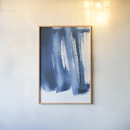 Bold Blue I by Mercedes Lopez Charro. shown as a paper print in a natural frame. Available as a archival giclee rolled canvas, fine art paper, or poster print. SKU 64826h.