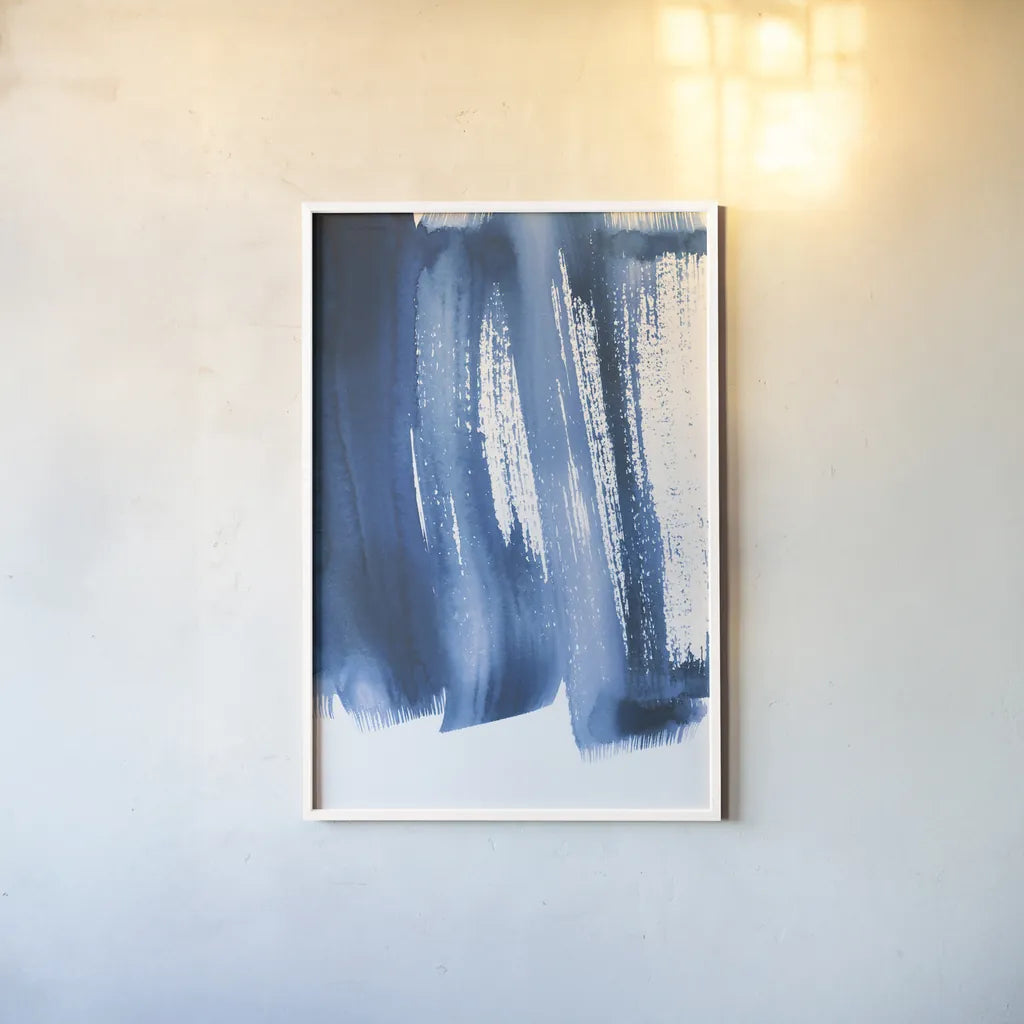 Bold Blue I by Mercedes Lopez Charro. shown as a paper print in a white frame. Available as a archival giclee rolled canvas, fine art paper, or poster print. SKU 64826h.