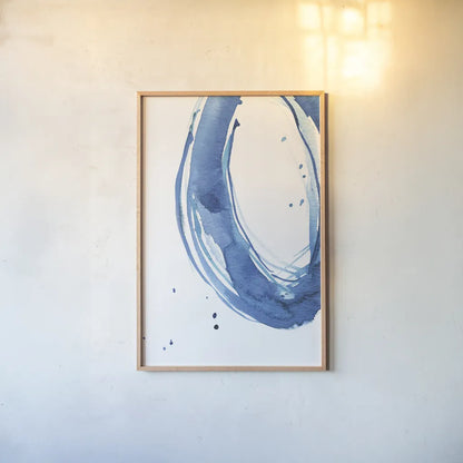 Bold Blue II by Mercedes Lopez Charro. shown as a paper print in a natural frame. Available as a archival giclee rolled canvas, fine art paper, or poster print. SKU 64827h.