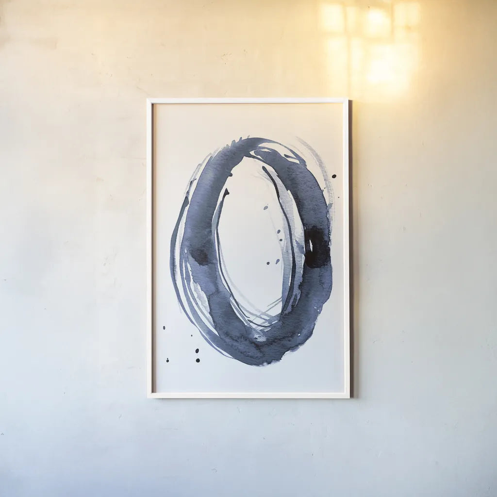 Bold Blue III Dark by Mercedes Lopez Charro. shown as a paper print in a white frame. Available as a archival giclee rolled canvas, fine art paper, or poster print. SKU 90112h.