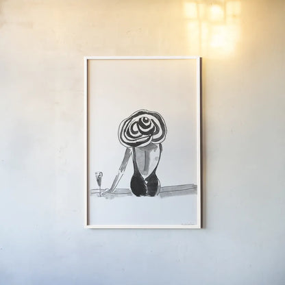 By the Pool by Mercedes Lopez Charro. shown as a paper print in a white frame. Available as a archival giclee rolled canvas, fine art paper, or poster print. SKU 73177h.