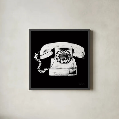 Call Me by Mercedes Lopez Charro. Shown in a sleek black glass frame for a contemporary gallery look. Available as an archival giclee rolled canvas, fine art paper, or poster print. SKU 73179a.