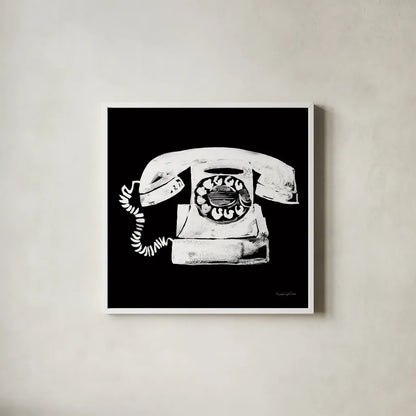 Call Me by Mercedes Lopez Charro. Shown in a crisp white glass frame for a clean and minimalist style. Available as an archival giclee rolled canvas, fine art paper, or poster print. SKU 73179a.