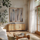 Cappuccino by Mercedes Lopez Charro. Shown in a natural wood frame in a cozy modern living room. Available as an archival giclee rolled canvas, fine art paper, or poster print. SKU 101406a.