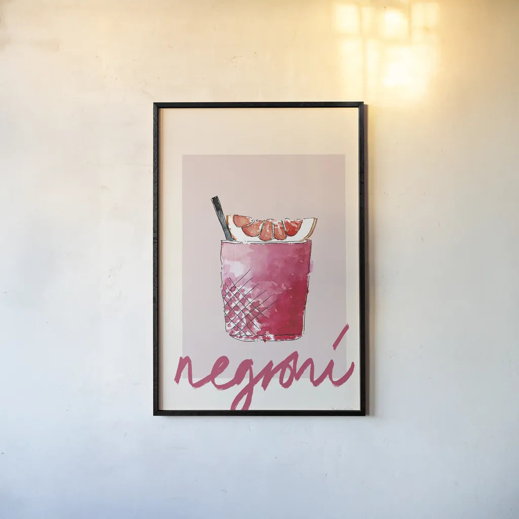 Cheers I by Mercedes Lopez Charro. shown as a paper print in a black flame. Available as a archival giclee rolled canvas, fine art paper, or poster print. SKU 85672h.