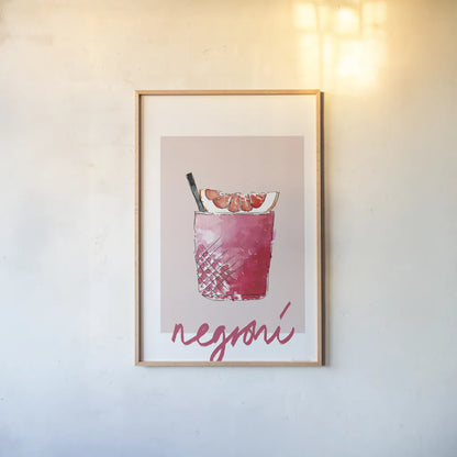 Cheers I on White v2 by Mercedes Lopez Charro. shown as a paper print in a natural frame. Available as a archival giclee rolled canvas, fine art paper, or poster print. SKU 91307h.