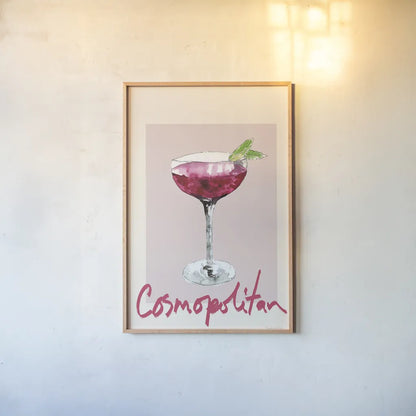 Cheers II by Mercedes Lopez Charro. shown as a paper print in a natural frame. Available as a archival giclee rolled canvas, fine art paper, or poster print. SKU 85673h.