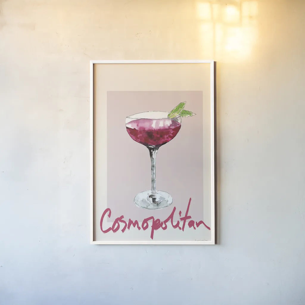 Cheers II by Mercedes Lopez Charro. shown as a paper print in a white frame. Available as a archival giclee rolled canvas, fine art paper, or poster print. SKU 85673h.
