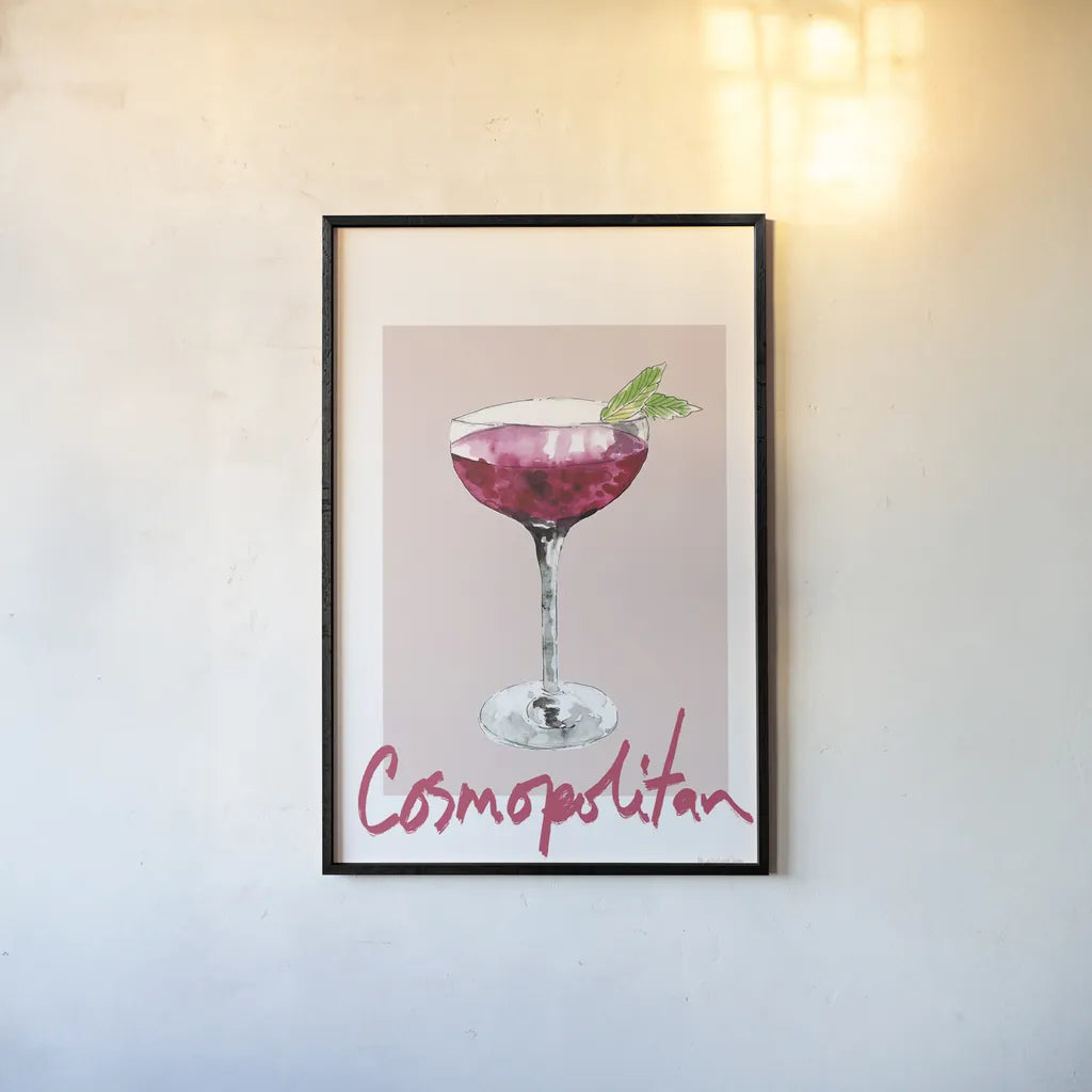 Cheers II on White by Mercedes Lopez Charro. shown as a paper print in a black flame. Available as a archival giclee rolled canvas, fine art paper, or poster print. SKU 91158h.