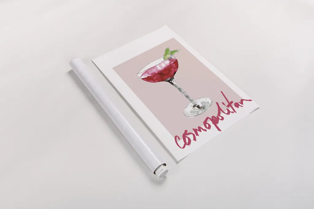 Cheers II on White v2 by Mercedes Lopez Charro. shown as a rolled paper print. Available as archival giclee rolled canvas, fine art paper, or poster print. SKU 91308h.