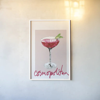 Cheers II on White v2 by Mercedes Lopez Charro. shown as a paper print in a white frame. Available as a archival giclee rolled canvas, fine art paper, or poster print. SKU 91308h.