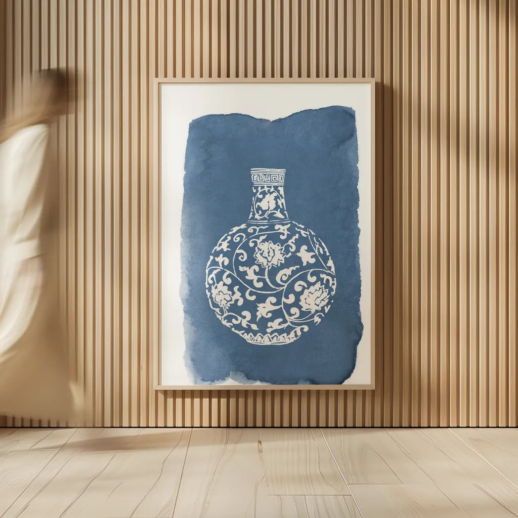 Chinese Vase I by Mercedes Lopez Charro. shown as over sized large wall art. Available as an archival giclee rolled canvas, fine art paper, or poster print. SKU 64226h.
