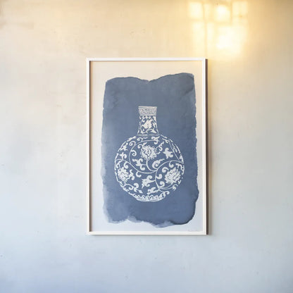 Chinese Vase I by Mercedes Lopez Charro. shown as a paper print in a white frame. Available as a archival giclee rolled canvas, fine art paper, or poster print. SKU 64226h.
