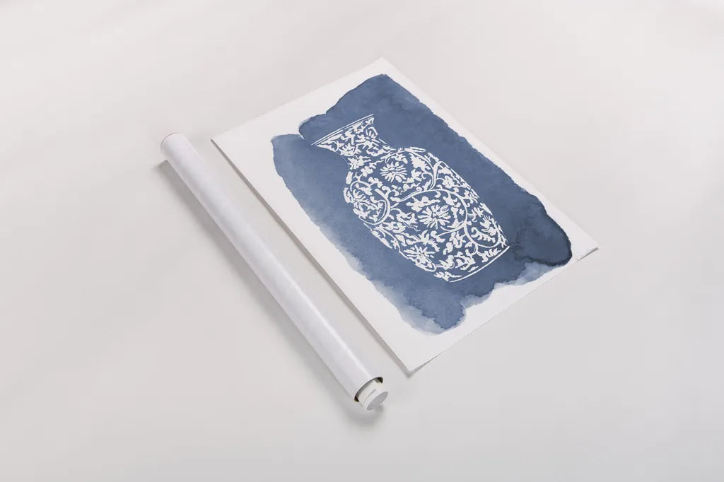Chinese Vase II by Mercedes Lopez Charro. shown as a rolled paper print. Available as archival giclee rolled canvas, fine art paper, or poster print. SKU 64227h.