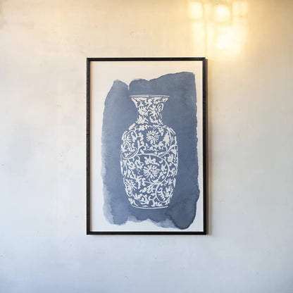 Chinese Vase II by Mercedes Lopez Charro. shown as a paper print in a black flame. Available as a archival giclee rolled canvas, fine art paper, or poster print. SKU 64227h.