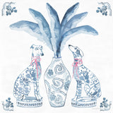 Chinoiserie Dogs I by Mercedes Lopez Charro. SKU 94607a. Archival Giclee Fine art print for wall decor.