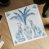 Chinoiserie Dogs I by Mercedes Lopez Charro. Shown as a detailed flat fine art print, highlighting archival giclee quality. Available as an archival giclee rolled canvas, fine art paper, or poster print. SKU 94607a.