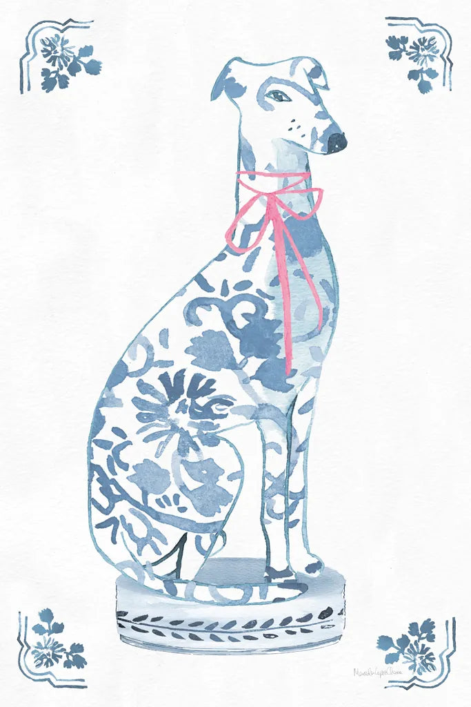 Chinoiserie Dogs II by Mercedes Lopez Charro. SKU 94608h. Archival Giclee Fine art print for wall decor.